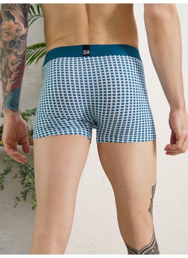 DaMENSCH - DAMENSCH Men's Modal Trunks (Pack of 2) (DAM-PRIN-T-ABC-BCM-PACK-2-MIX-XL_Aqua Blue Check, Black Check & Mate_XL) - Image 1
