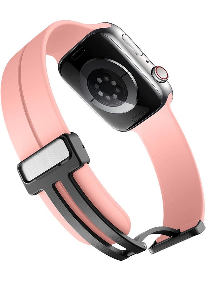 LEDIN Universal Magnetic Silicone Watch Band – Quick Release Sport Strap 38/40/41mm, Waterproof Replacement Band for Smartwatches & Analog Watches(Pink) - Image 3