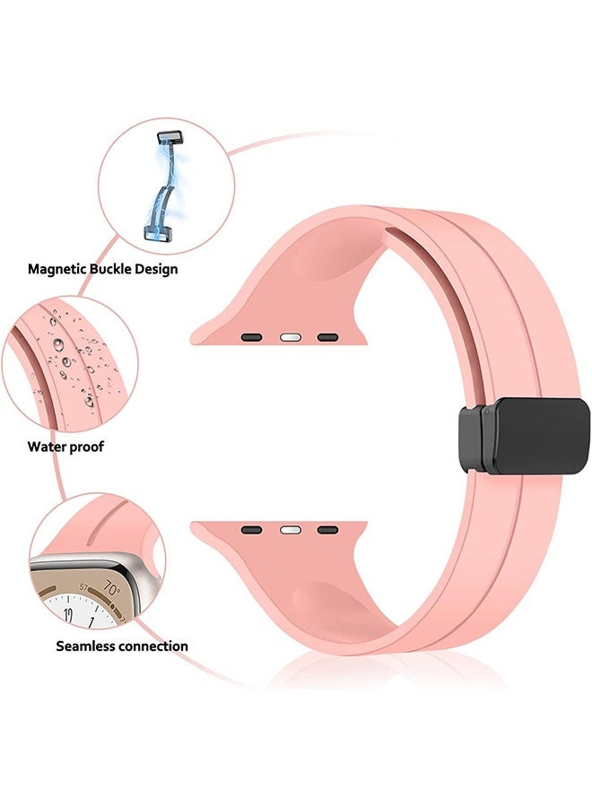 LEDIN Universal Magnetic Silicone Watch Band – Quick Release Sport Strap 38/40/41mm, Waterproof Replacement Band for Smartwatches & Analog Watches(Pink) - Image 2