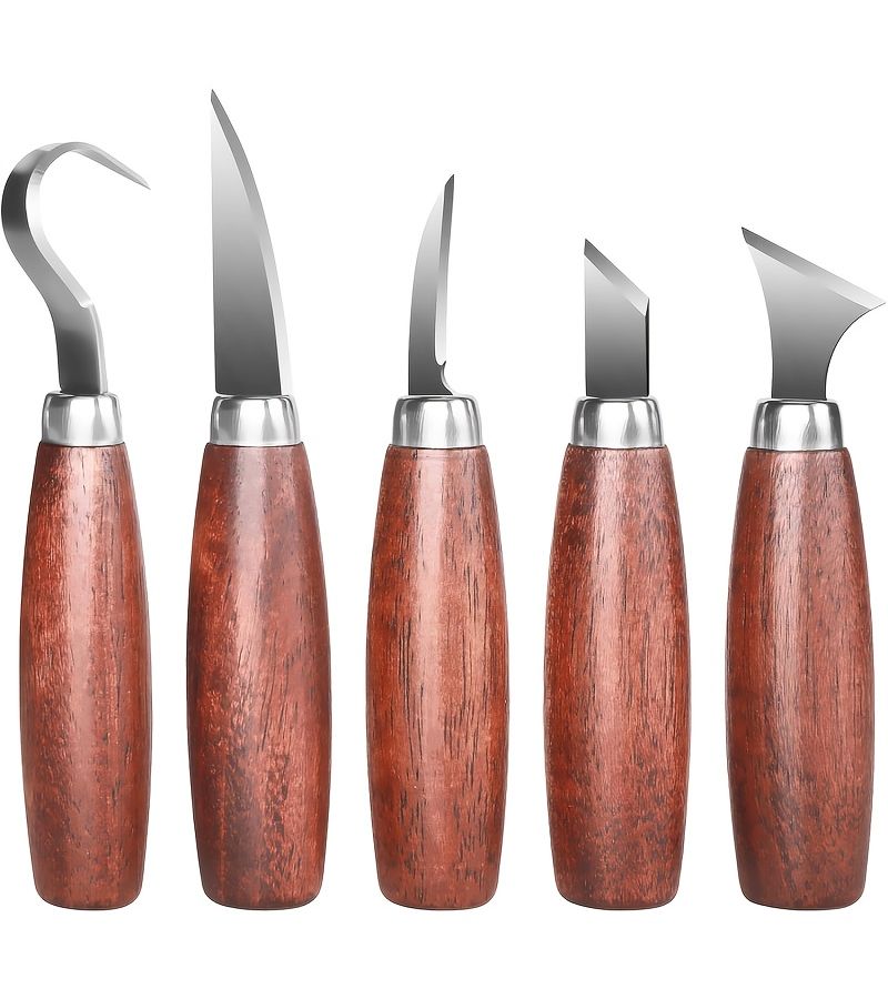 Wood Carving Kit Whittling Set 5 Piece Tools For DIY Beginner Detail Roughing Sloyd Knife - Image 1