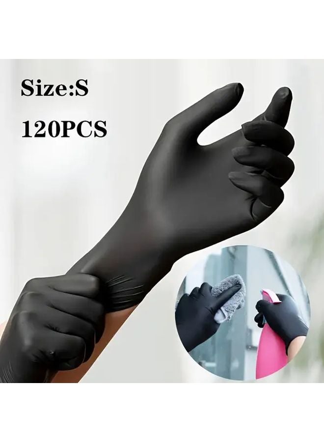 120 PCS Black Powder Free Latex Nitrile Disposable Gloves For Household Cleaning - Image 1