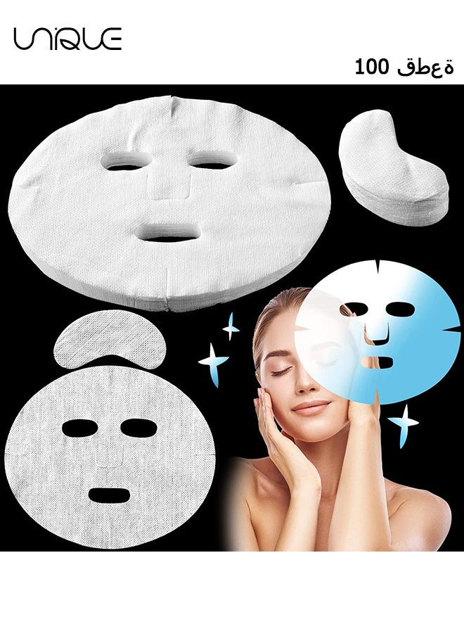 Unique Facial Mask, 200 Pieces Pre Cut Facial Mask Paper Sheets, Natural Care Fiber Paper, Non Woven Beauty Face Masks with 100 Pieces Eye Mask Paper for Women Girl Facial Creams Spa  - Image 1
