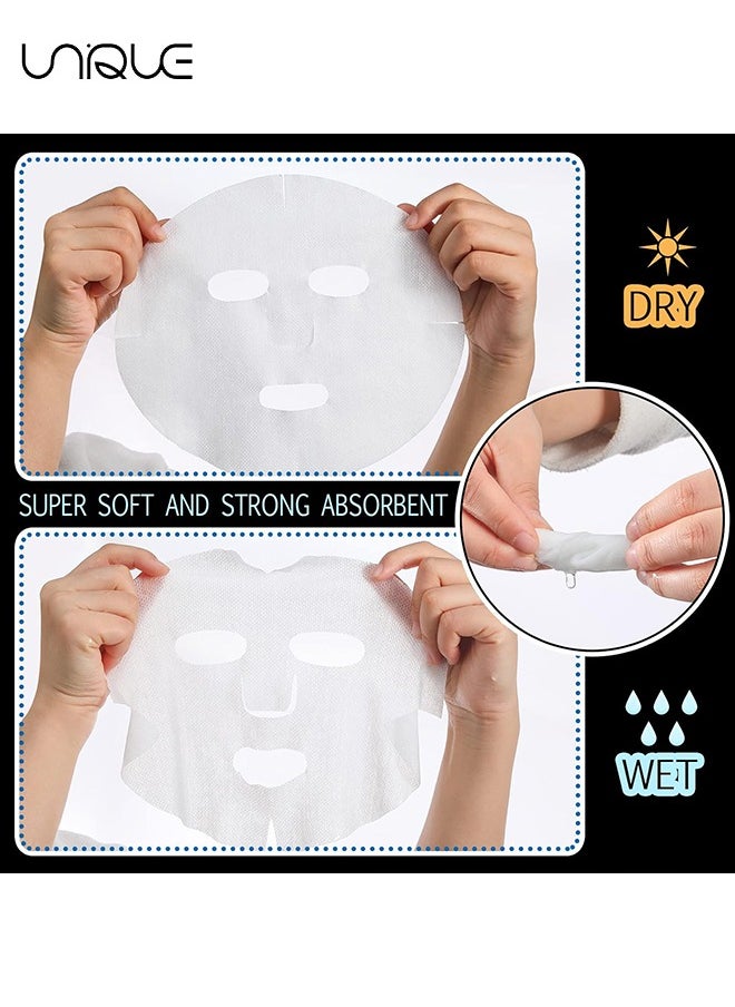 Unique Facial Mask, 200 Pieces Pre Cut Facial Mask Paper Sheets, Natural Care Fiber Paper, Non Woven Beauty Face Masks with 100 Pieces Eye Mask Paper for Women Girl Facial Creams Spa  - Image 3