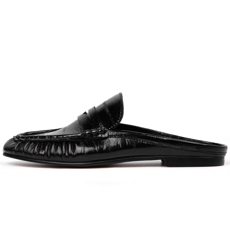 BeeLg Black Penny Mule Loafers for Women Slip-On Flat Mules Slides Loafer Dressy Comfort Casual Shoes - Image 5
