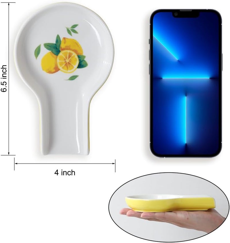 HAPPY KIT حامل ملعقة لسطح الموقد - حامل ملعقة عيد الميلاد لكونتر المطبخ بتصميم الليمون في علبة هدايا جاهزة لتزيين المطبخ بأسلوب المزرعة - Image 2