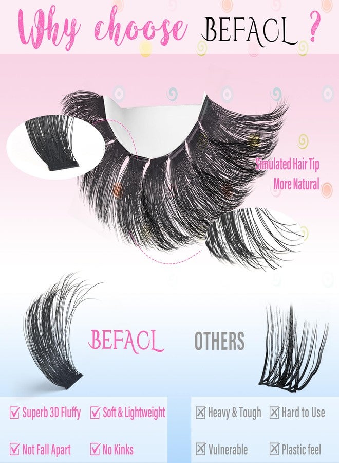 BEFACL Lash Clusters Kit Fluffy Eyelash Extensions Kit 280D Individual Eyelashes Kit 14-25mm DIY Lashes Extension Kit with Lash Bond and Seal, Lash Applicator, Mega Volume False Eyelashes Kit by BEFACL - Image 2