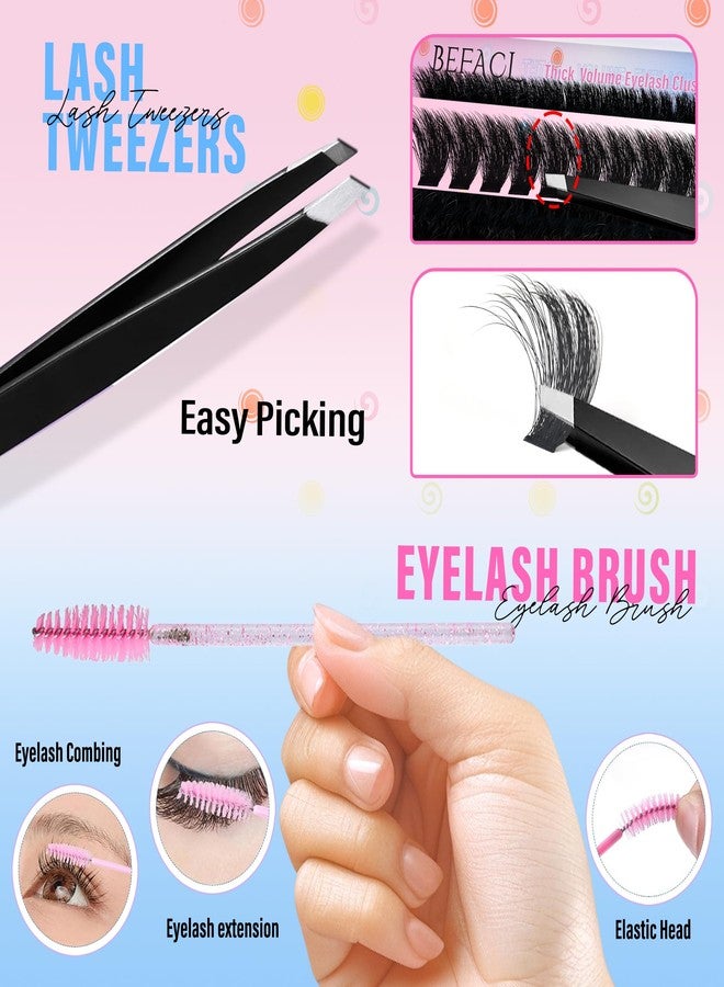 BEFACL Lash Clusters Kit Fluffy Eyelash Extensions Kit 280D Individual Eyelashes Kit 14-25mm DIY Lashes Extension Kit with Lash Bond and Seal, Lash Applicator, Mega Volume False Eyelashes Kit by BEFACL - Image 5