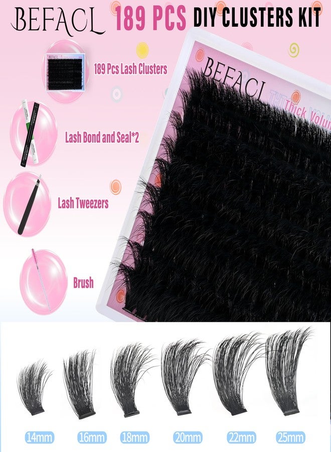 BEFACL Lash Clusters Kit Fluffy Eyelash Extensions Kit 280D Individual Eyelashes Kit 14-25mm DIY Lashes Extension Kit with Lash Bond and Seal, Lash Applicator, Mega Volume False Eyelashes Kit by BEFACL - Image 4