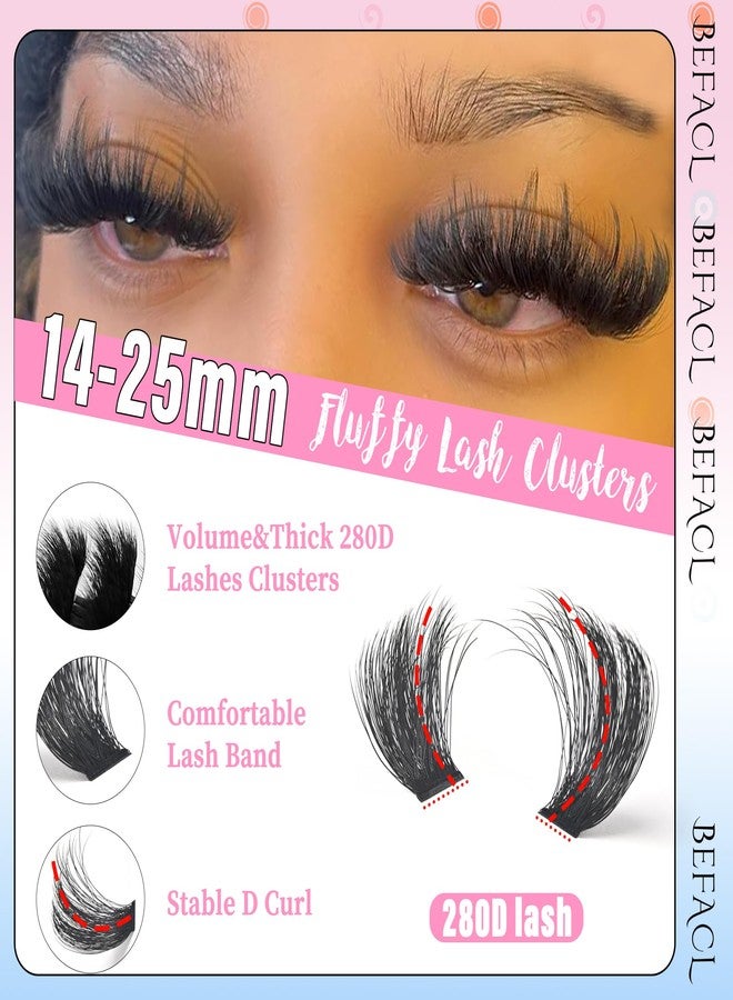 BEFACL Lash Clusters Kit Fluffy Eyelash Extensions Kit 280D Individual Eyelashes Kit 14-25mm DIY Lashes Extension Kit with Lash Bond and Seal, Lash Applicator, Mega Volume False Eyelashes Kit by BEFACL - Image 3