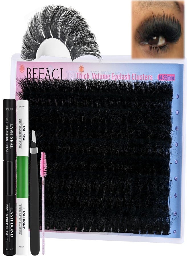 BEFACL Lash Clusters Kit Fluffy Eyelash Extensions Kit 280D Individual Eyelashes Kit 14-25mm DIY Lashes Extension Kit with Lash Bond and Seal, Lash Applicator, Mega Volume False Eyelashes Kit by BEFACL - Image 1