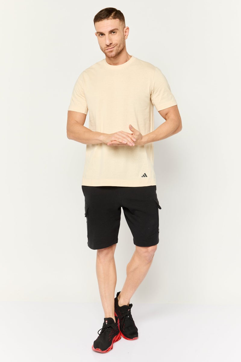 Adidas Men Sportswear Fit Short Sleeve Yoga T-Shirt, Beige  - Image 3