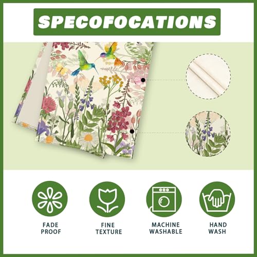 XCHI Wildflowers Grass Hummingbirds Spring Table Runner Summer Table Decoration for Party Home Kitchen Dining Holiday Decor 13x72 Inch - Image 5