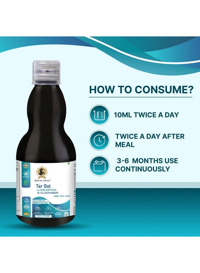 ROYAL SWAG Royal Swag Ayurveda Tar Out Syrup Lungs Detox Set of 3(200 ML) Sugar Free Removes Tar from Lungs due to for smoke & Air Pollution - Herbal Syrup To Remove Toxins From Lung & Mucus Remover | 600 ml  - Image 3
