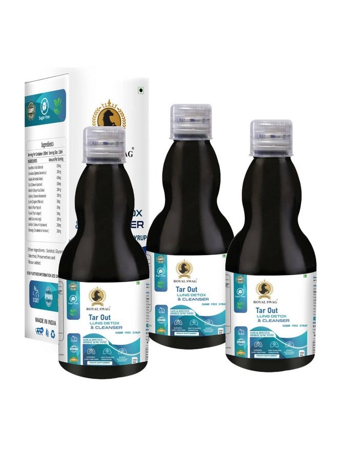 ROYAL SWAG Royal Swag Ayurveda Tar Out Syrup Lungs Detox Set of 3(200 ML) Sugar Free Removes Tar from Lungs due to for smoke & Air Pollution - Herbal Syrup To Remove Toxins From Lung & Mucus Remover | 600 ml  - Image 1