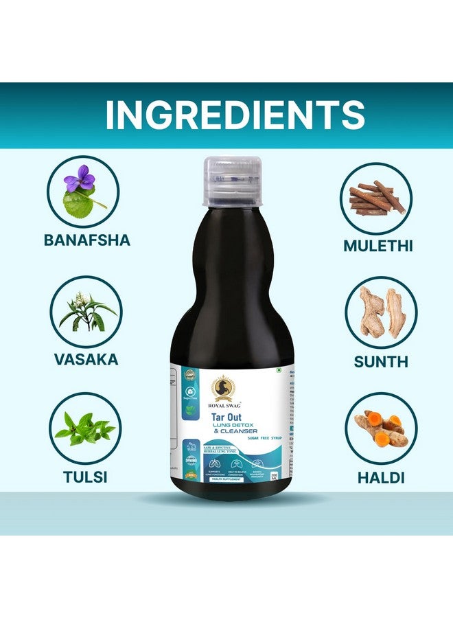 ROYAL SWAG Royal Swag Ayurveda Tar Out Syrup Lungs Detox Set of 3(200 ML) Sugar Free Removes Tar from Lungs due to for smoke & Air Pollution - Herbal Syrup To Remove Toxins From Lung & Mucus Remover | 600 ml  - Image 5