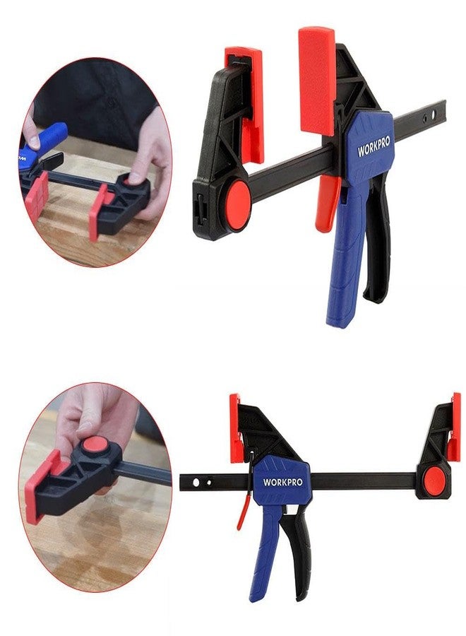 WORKPRO 150mm (6") Quick Release Bar Clamp | 150 lbs Clamping Force | Lightweight Clamp & Spreader Tool | Soft Jaws | Ideal for Woodworking, DIY & Repairs - Image 4
