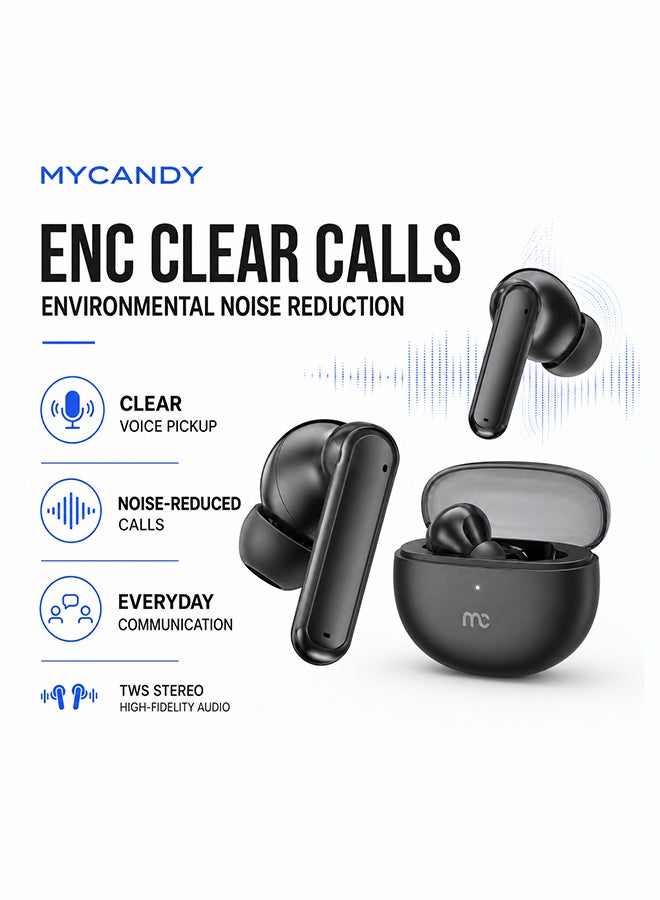 MYCANDY TWS-C130 True Wireless Earbuds with ENC - black - Image 4