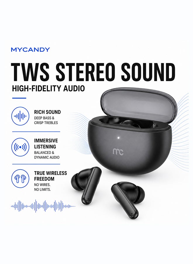 MYCANDY TWS-C130 True Wireless Earbuds with ENC - black - Image 5
