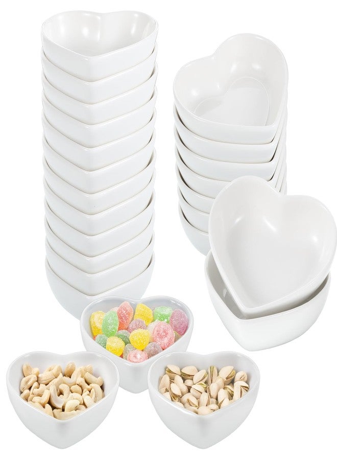 Bruislard 24 Pack Porcelain Sauce Dish, 1.5Oz Soy Sauce Dishes, White Love Heart Shaped Bowls, Candle Tray, Multipurpose Salad Appetizer Plate for Candy, Sushi, Dipping, Valentine's Day Wedding Party Deco - Image 1