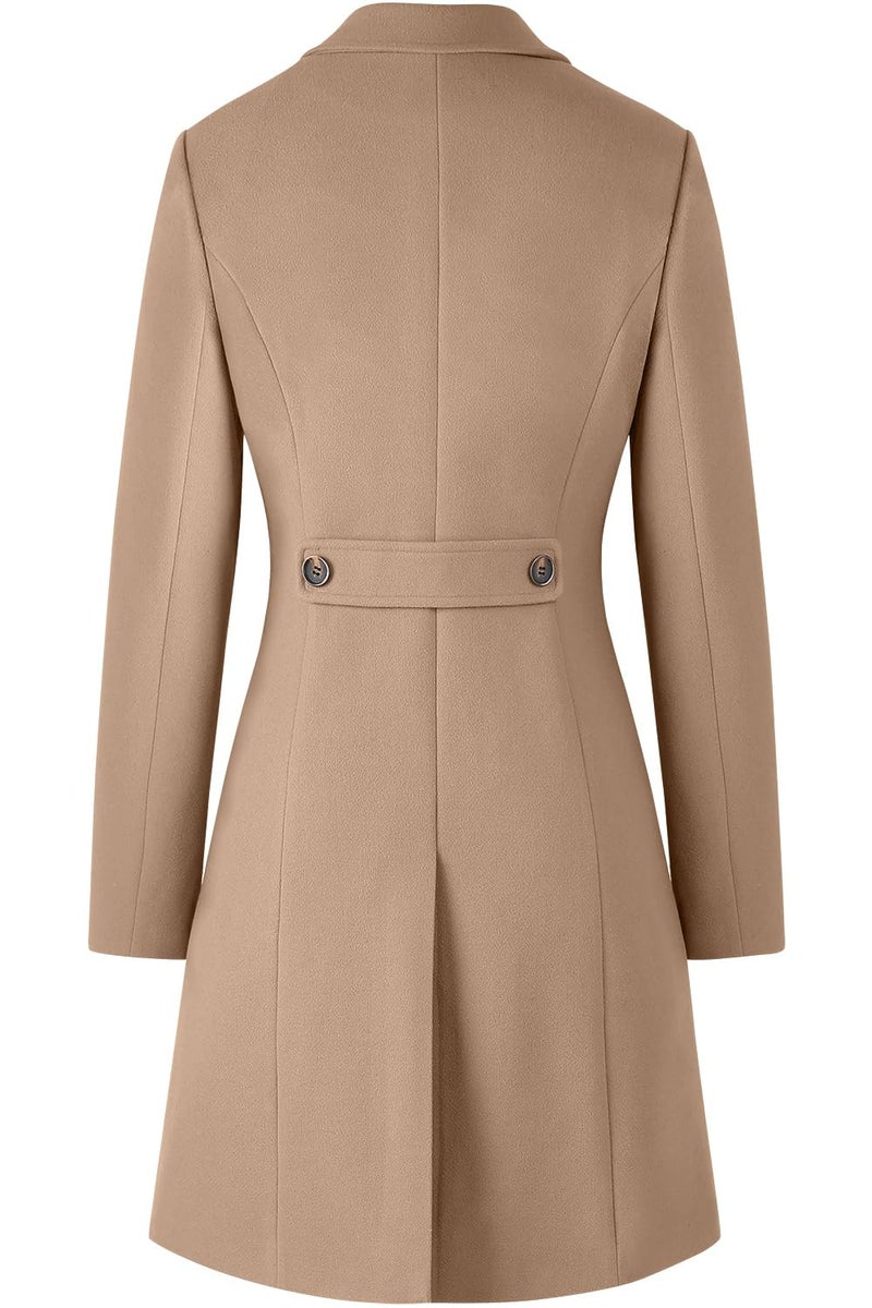 CHICZONE Notch Lapel Long Jackets for Women Dressy Double Breasted Wool Pea Coat Winter Overcoat Camel M - Image 5