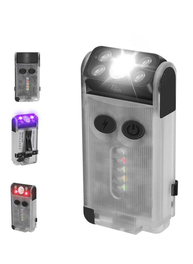 V30 LED Keychain EDC Fluorescence Flashlight Clip Warm Work Light Type-C Rechargeable Torch Magnet Camping Pocket Lantern - Image 1