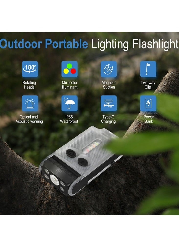V30 LED Keychain EDC Fluorescence Flashlight Clip Warm Work Light Type-C Rechargeable Torch Magnet Camping Pocket Lantern - Image 3