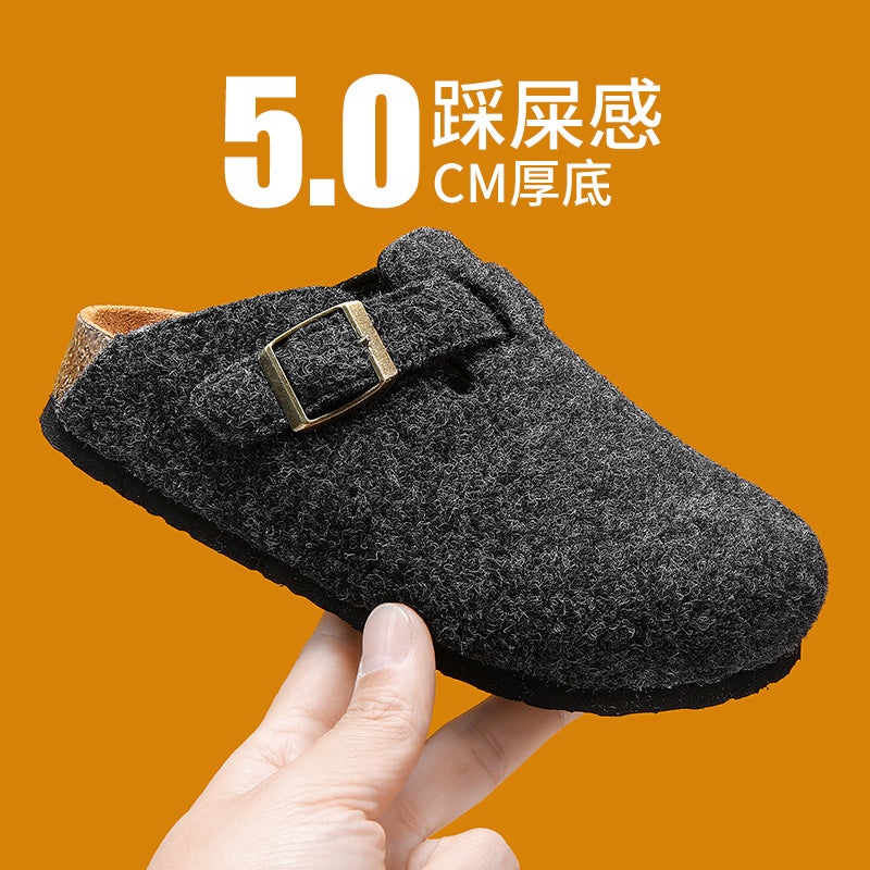 2025 Spring/ Korean Style Children'S Sheepskin Cork Sandals For Boys And Girls Closed-Toe Birkenstock Shoes Slippers - Image 4