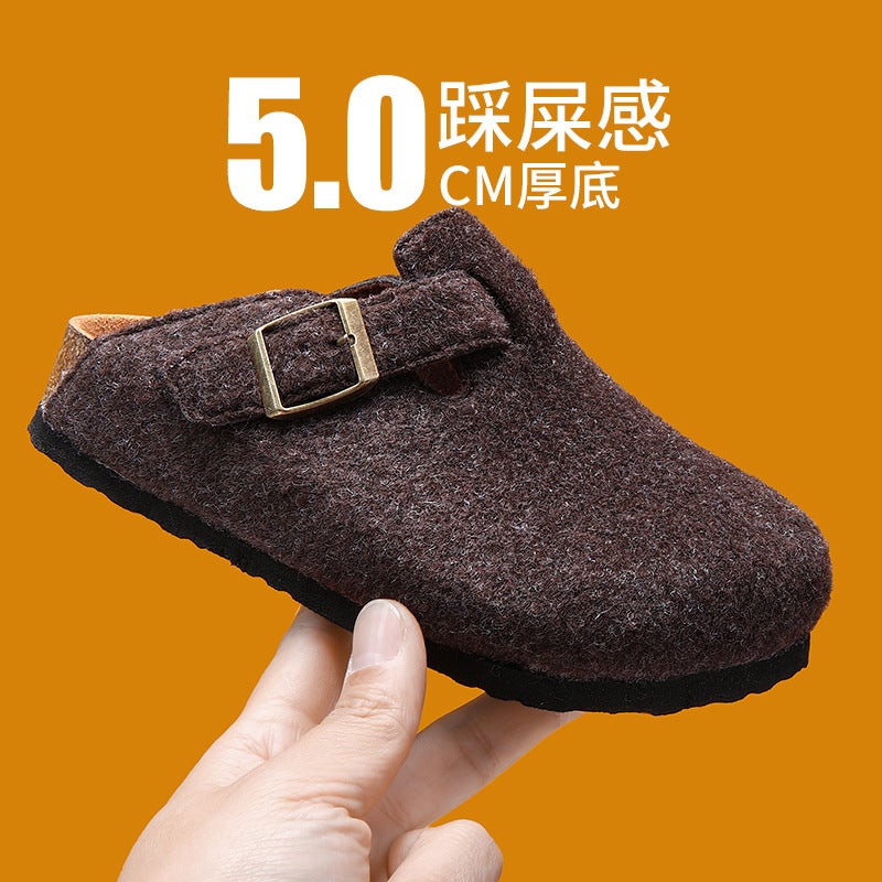 2025 Spring/ Korean Style Children'S Sheepskin Cork Sandals For Boys And Girls Closed-Toe Birkenstock Shoes Slippers - Image 2