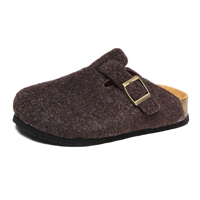 2025 Spring/ Korean Style Children'S Sheepskin Cork Sandals For Boys And Girls Closed-Toe Birkenstock Shoes Slippers - Image 1