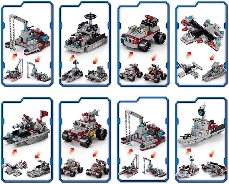 ENHANA Building Block Warship 25 in1 Battleship Building Kits for Kids City Helicopter Military Ship Bricks Kit Educational Toys for Boys Age 6 7 8 9 10 11 12 Years Old 554PCS - Image 4