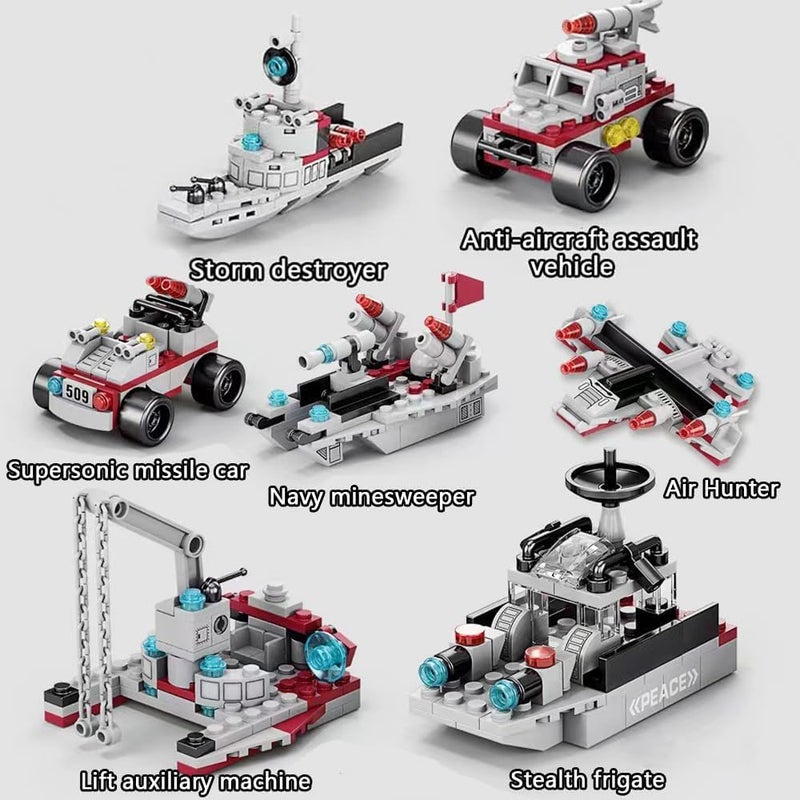 ENHANA Building Block Warship 25 in1 Battleship Building Kits for Kids City Helicopter Military Ship Bricks Kit Educational Toys for Boys Age 6 7 8 9 10 11 12 Years Old 554PCS - Image 3