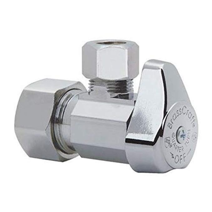 brasscraft 1/2 in. x 3/8 in. 1/4-Turn Angle Valve, Chrome-Plated Brass, Globe Valve, 2-Port, 125 PSI Max Pressure, ASME A112.18.1, CSA B125.1 Listed, 3-Pack - Image 4