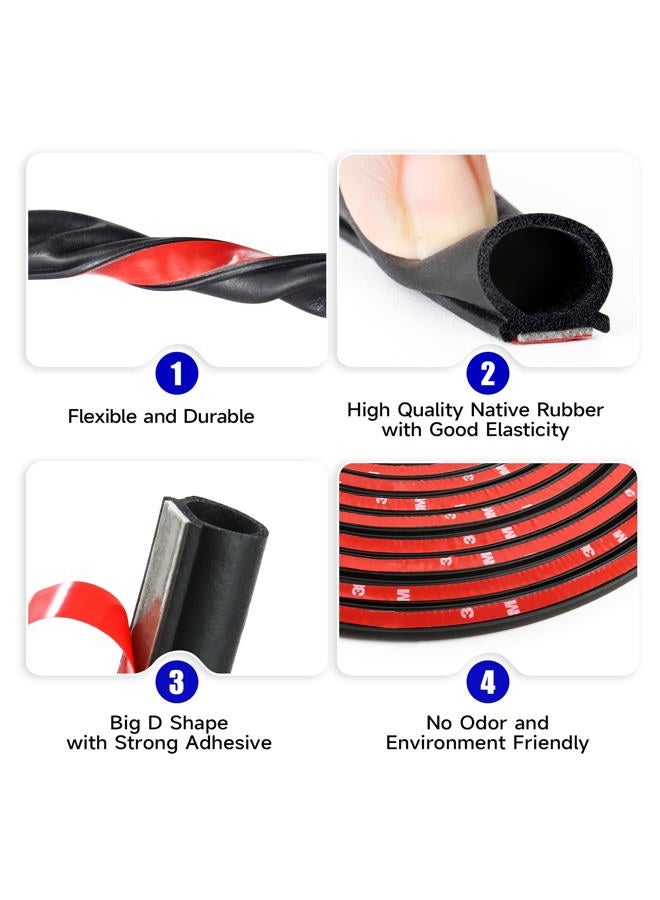 EdgeSeal D-Shape Car Door Rubber Seal Strip,Black Automotive Weather Stripping with Self-Adhesive to Reduce Noise and Water-Leaking fit Most Car,Truck,SUV,RV,Boat and Home Application,40ft (40ft) - Image 4