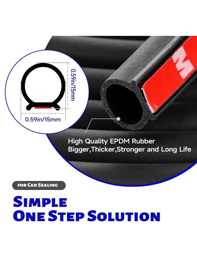 EdgeSeal D-Shape Car Door Rubber Seal Strip,Black Automotive Weather Stripping with Self-Adhesive to Reduce Noise and Water-Leaking fit Most Car,Truck,SUV,RV,Boat and Home Application,40ft (40ft) - Image 2