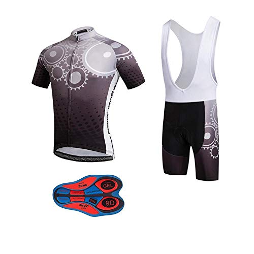 MOXILYN Mens QuickDry Cycling Jersey Set Road Bike Bicycle Shirt Bib Shorts with 9D Gel Padded MTB Riding Clothing kit