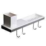 BRANCO HGF004 Bathroom Floating Shelves Space Saving Modern Wall Shelf with S Hook White 50CmHome GardenKitchen Dining BarKitchen Storage OrganizationRacks Holders - Image 1