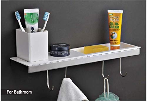 BRANCO HGF004 Bathroom Floating Shelves Space Saving Modern Wall Shelf with S Hook White 50CmHome GardenKitchen Dining BarKitchen Storage OrganizationRacks Holders - Image 2