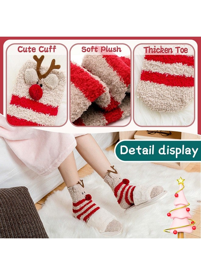 PROETRADE ProEtrade Fuzzy Socks for Women Teen Girls Fluffy Cozy Christmas Gift Cabin Holiday Winter Warm Fleece Thick Comfy Slipper Home Plush Cute Snowman Fun Soft Socks Stocking Stuffer (Animal (5 Pairs))  - Image 4