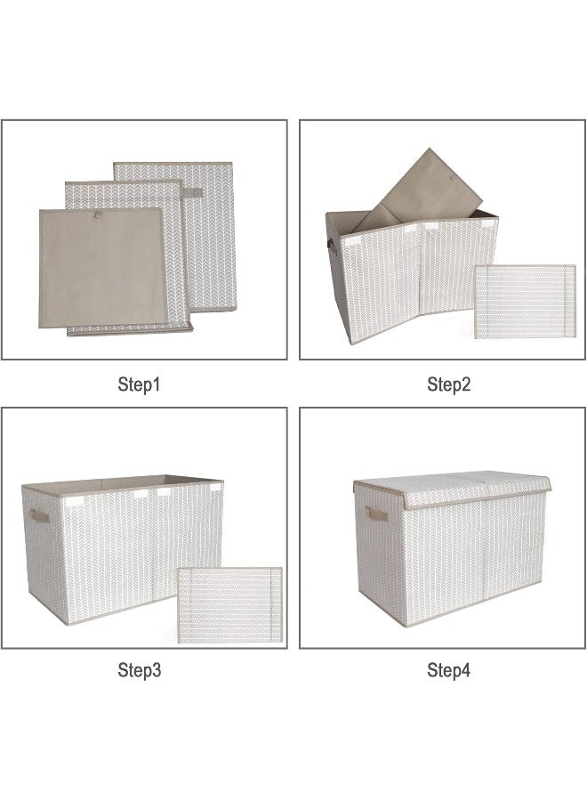 VERONLY VERONLY Toy Box Chest Storage with Flip-Top Lid - Collapsible Kids Toys Boxes Bin Organizer for Nursery, Playroom, Closet, Home Organization - Tree Branch Pattern - Grey  - Image 3