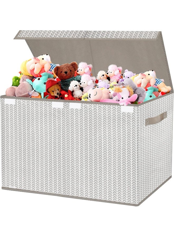 VERONLY VERONLY Toy Box Chest Storage with Flip-Top Lid - Collapsible Kids Toys Boxes Bin Organizer for Nursery, Playroom, Closet, Home Organization - Tree Branch Pattern - Grey  - Image 1