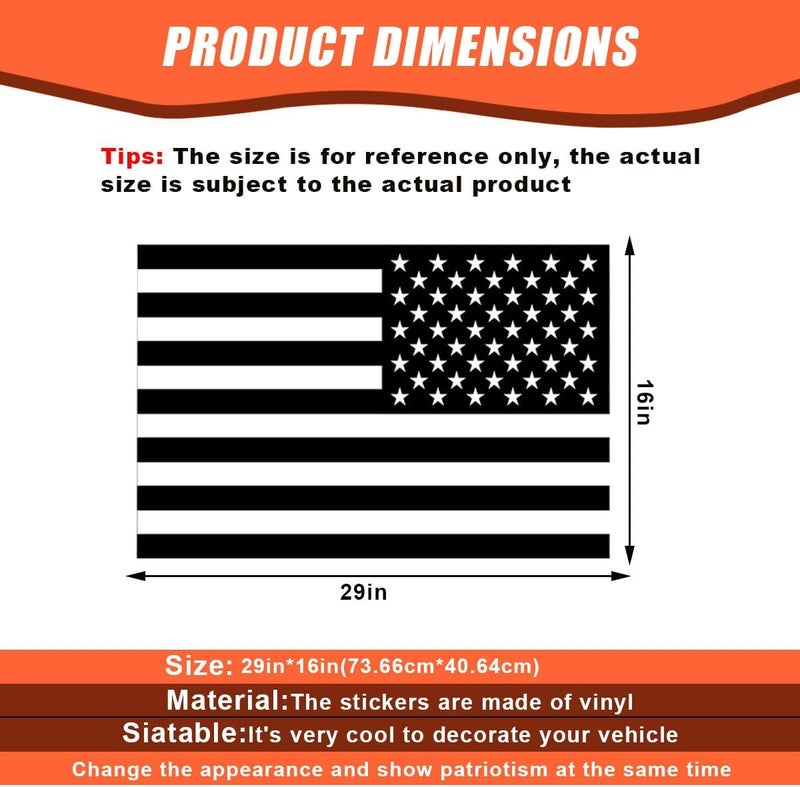 LHDOS 2PCS Rear Side Window American Flag Sticker Decals, Matte USA Flag Vinyl Stickers with Installation Tools, Universal Car Back Side Window Accessories for Cars, Trucks, SUVs (29 x 16 inches) Multi item matching - Image 2
