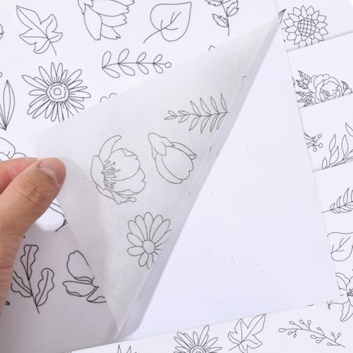 ORIGACH 4 Sheets 105 Pcs Water Soluble Embroidery Patterns Stabilizers - Pre-Printed Floral, Flowering Shrubs & Leaves Designs - Stick & Stitch Embroidery Paper for Hand Sewing Lovers - Image 4