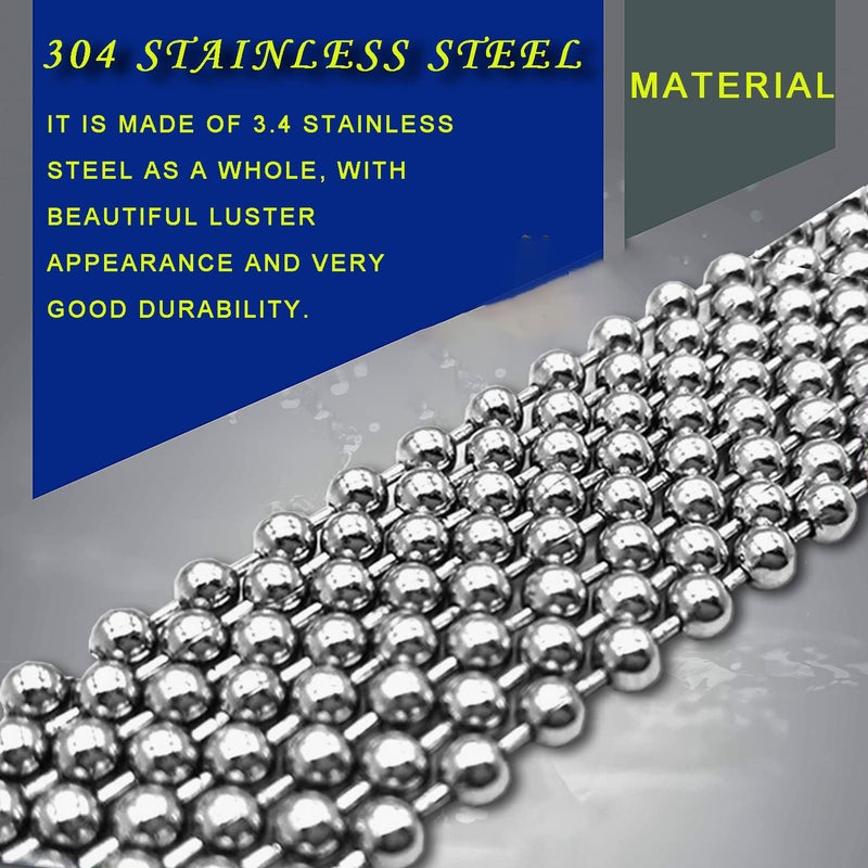 YZDTECH Ball Bead Chain, 55ft Stainless Steel Chain Ball Chain Necklace Bulk with 100 Pieces Matching Connectors Clasps for Jewelry Making, Necklace Hanging, Dog Tag, DIY Crafts - Image 3