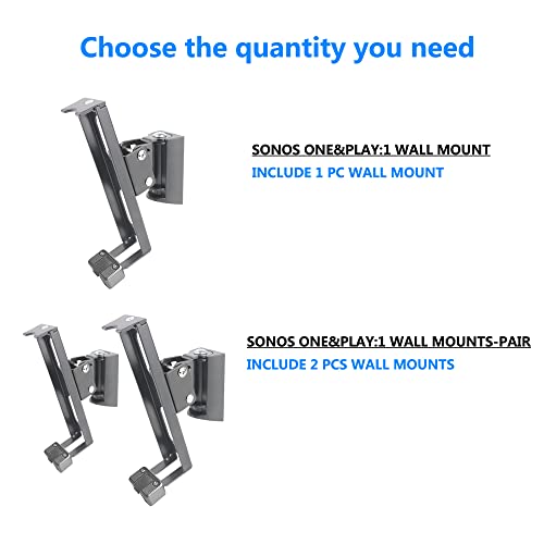EMAQUIN Wall Mount Bracket for SONOS ONE/SONOS ONE SL/SONOS Play 1 Speaker (Swivel and Tilt,Compatible with Both SONOS ONE/ONE SL/SONOS Play 1, Black Single pc) - Image 2