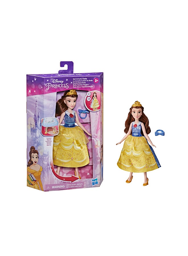Disney Princess Spin and Switch Belle, Quick Change Fashion Doll 6.35x22.86x35.56cm - Image 2