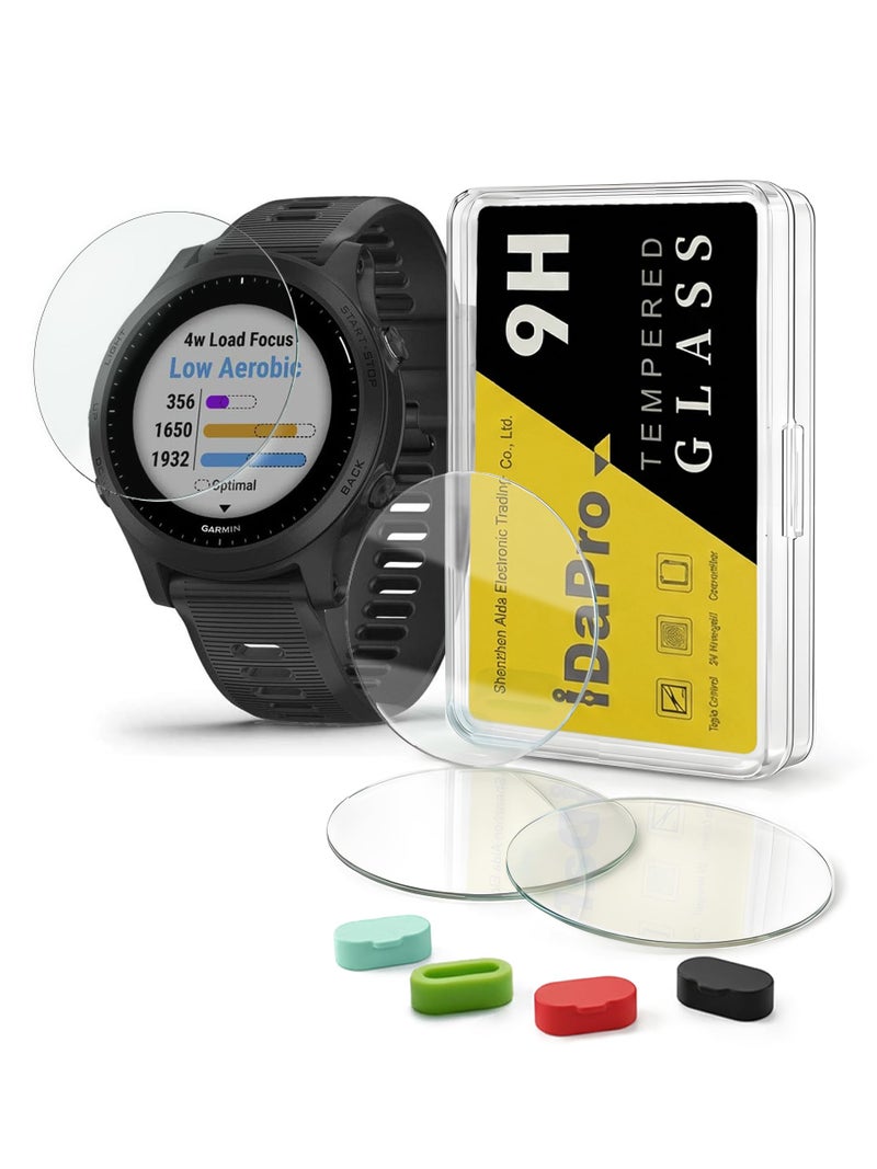 iDaPro [4 Pack] Screen Protector for Garmin Forerunner 945 Smartwatch + Silicone Anti-dust Plugs Tempered Glass Anti-Scratch Bubble-Free - Image 1