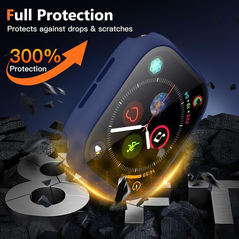 Charlam Compatible with Apple Watch Screen Protector 41mm Series 9 8 7 iWatch Case,3 Pack Full Protective Ultra-Thin Hard PC Bumper Scratch Resistant HD Protective Face Cover,Black/NavyBlue/White,41mm - Image 2