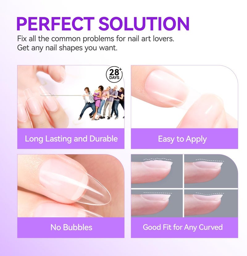 gelike ec 6 in 1 Gel Nail Glue for Clear Tips - Extra Strong Duo 2x8ml, Curing Under Lamp, Brush On for Broken and False Nails - Image 5