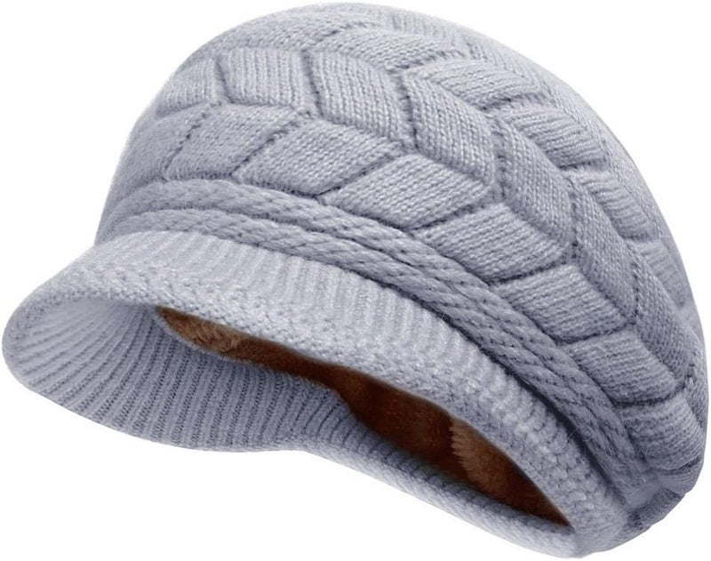 HINDAWI Women Winter Warm Knit Hat Wool Snow Ski Caps with Visor - Image 2