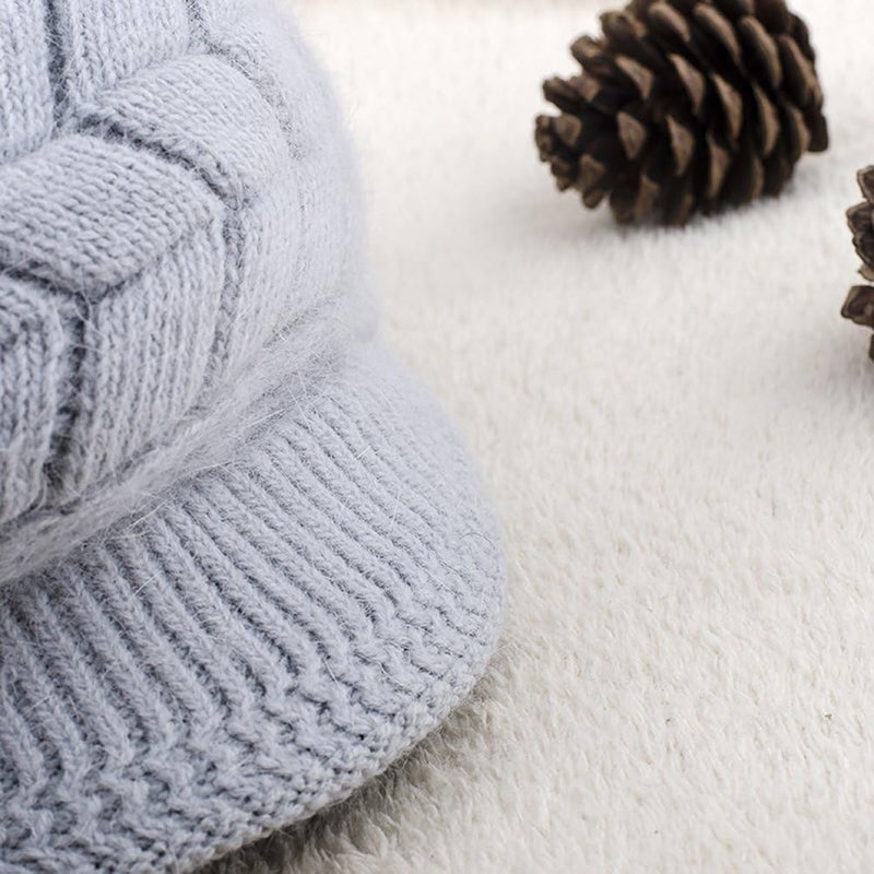 HINDAWI Women Winter Warm Knit Hat Wool Snow Ski Caps with Visor - Image 3